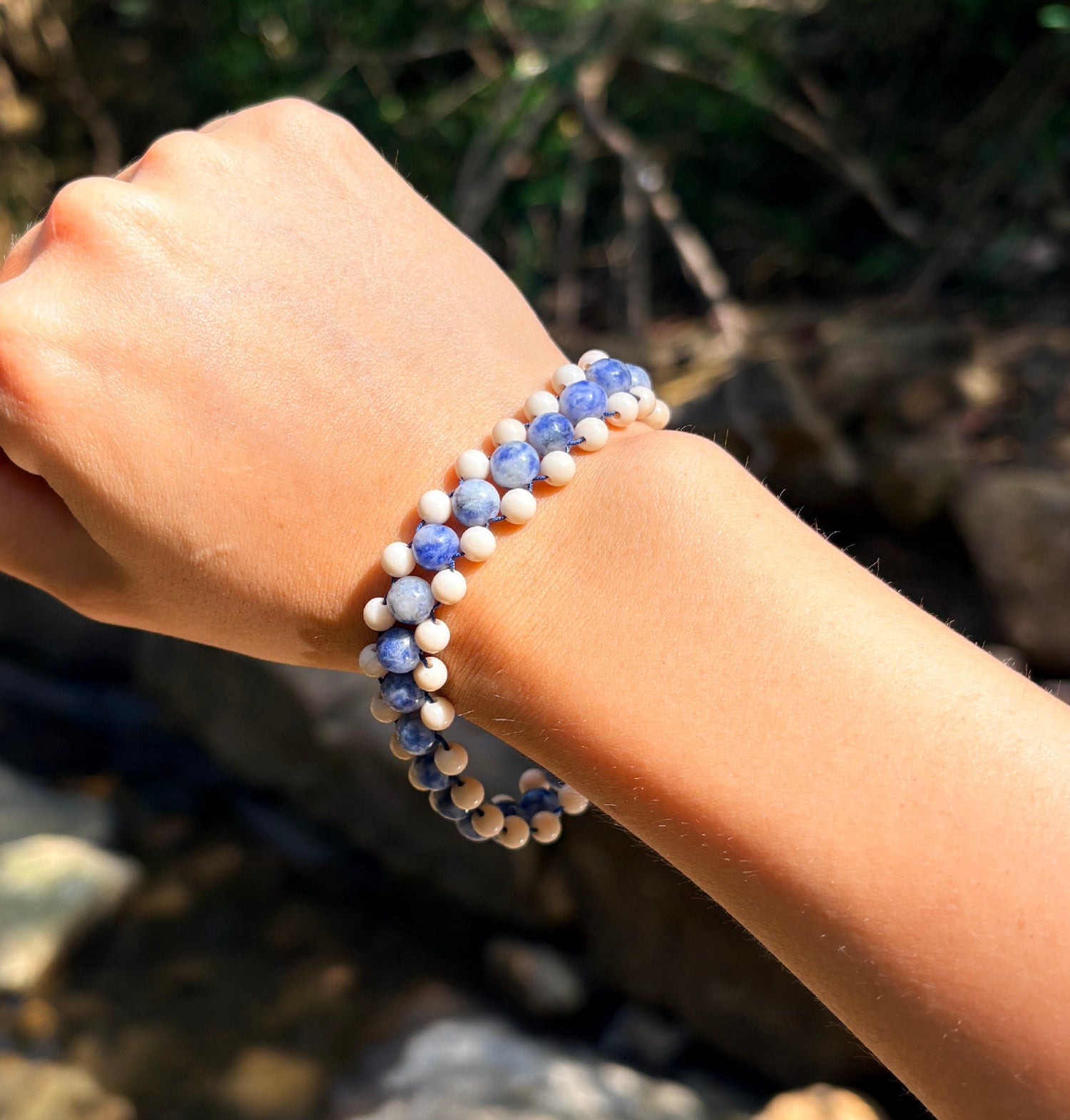 stackable bracelets made with semi-precious stones in Hong Kong