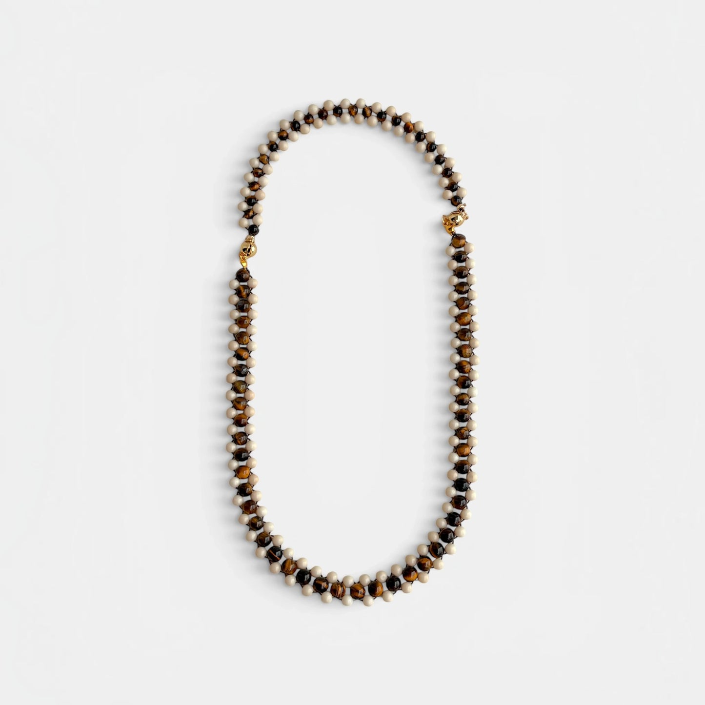 long beaded necklace with 14K gold clasp handmade in hong kong