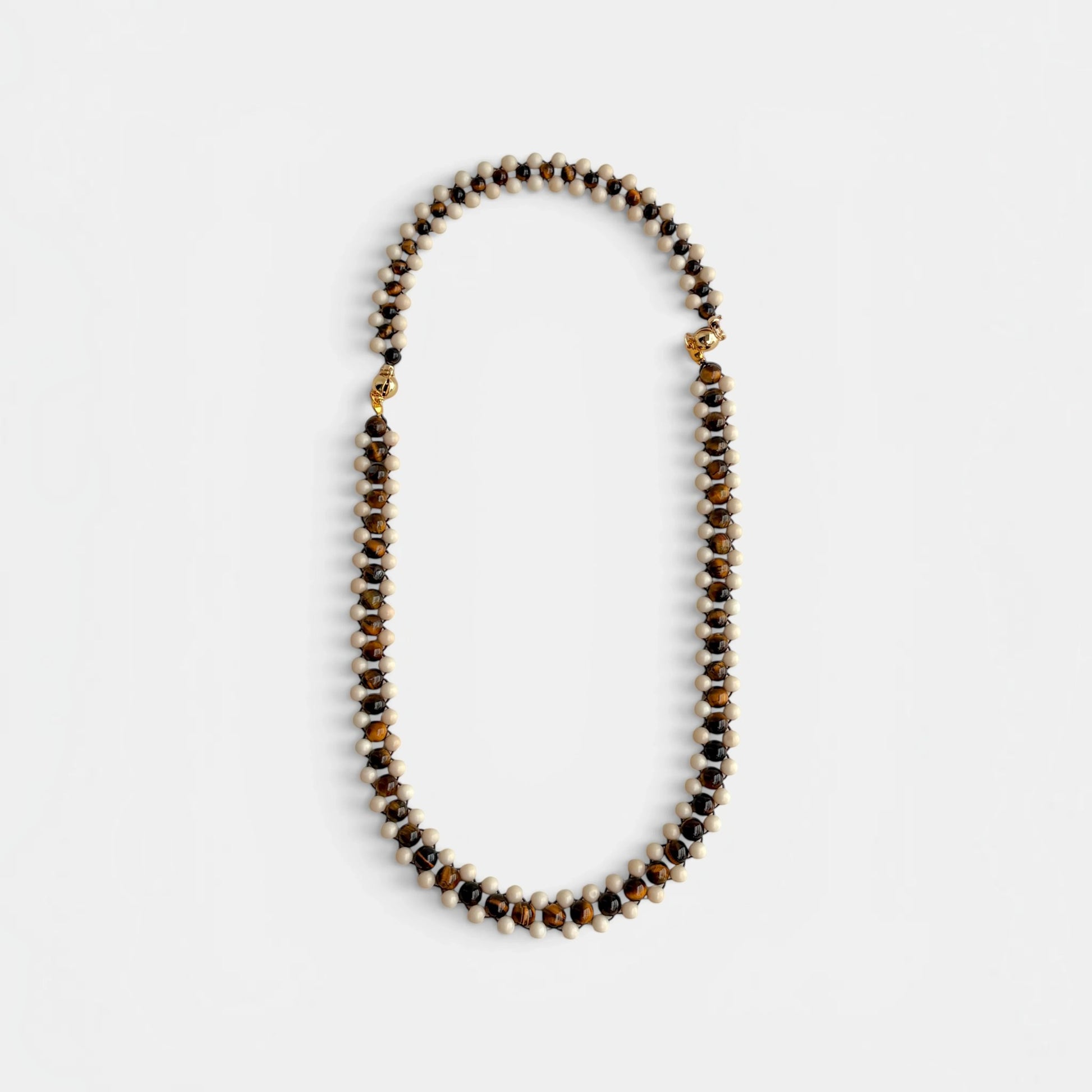 long beaded necklace with 14K gold clasp handmade in hong kong